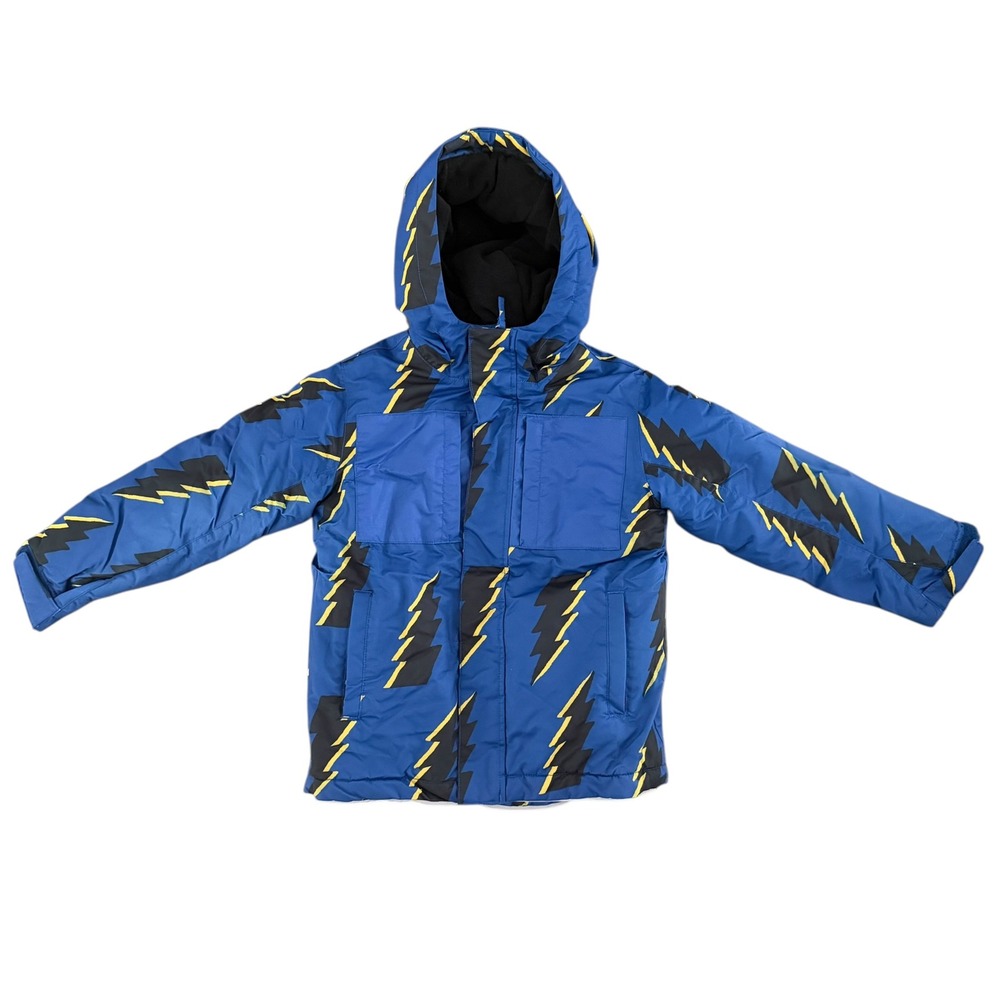 Hanna Andersson Blue Lightning Bolt Snow Jacket 120 US 6-7 Winter Coat Outerwear